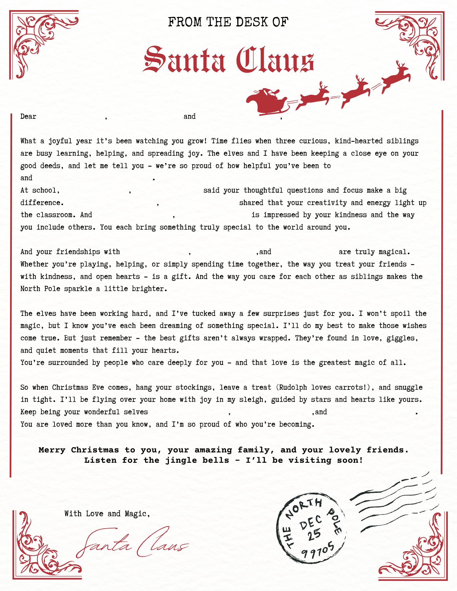 Santa’s Magical Letter Package - For 3 Very Special Children