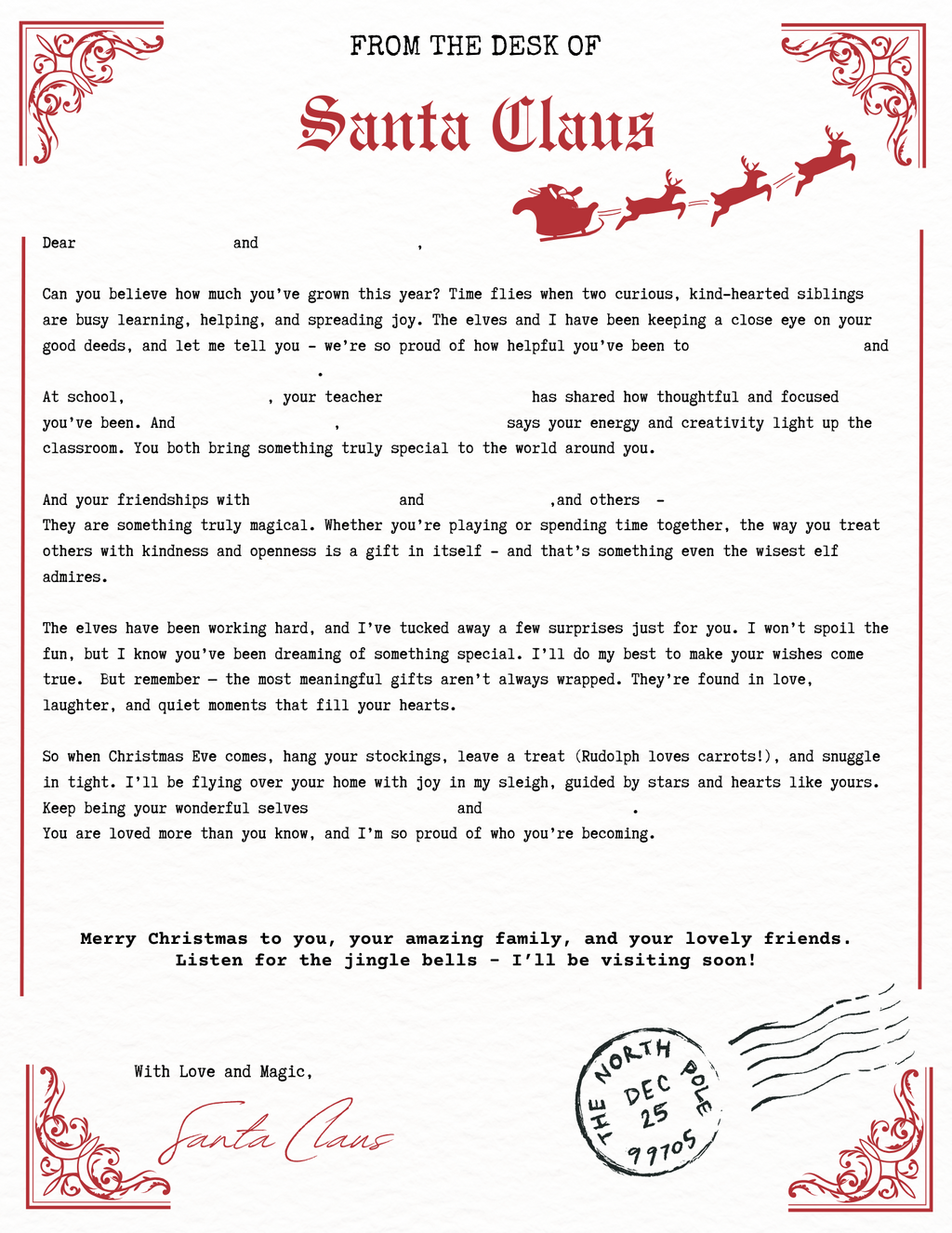 Santa’s Magical Letter Package - For 2 Very Special Children