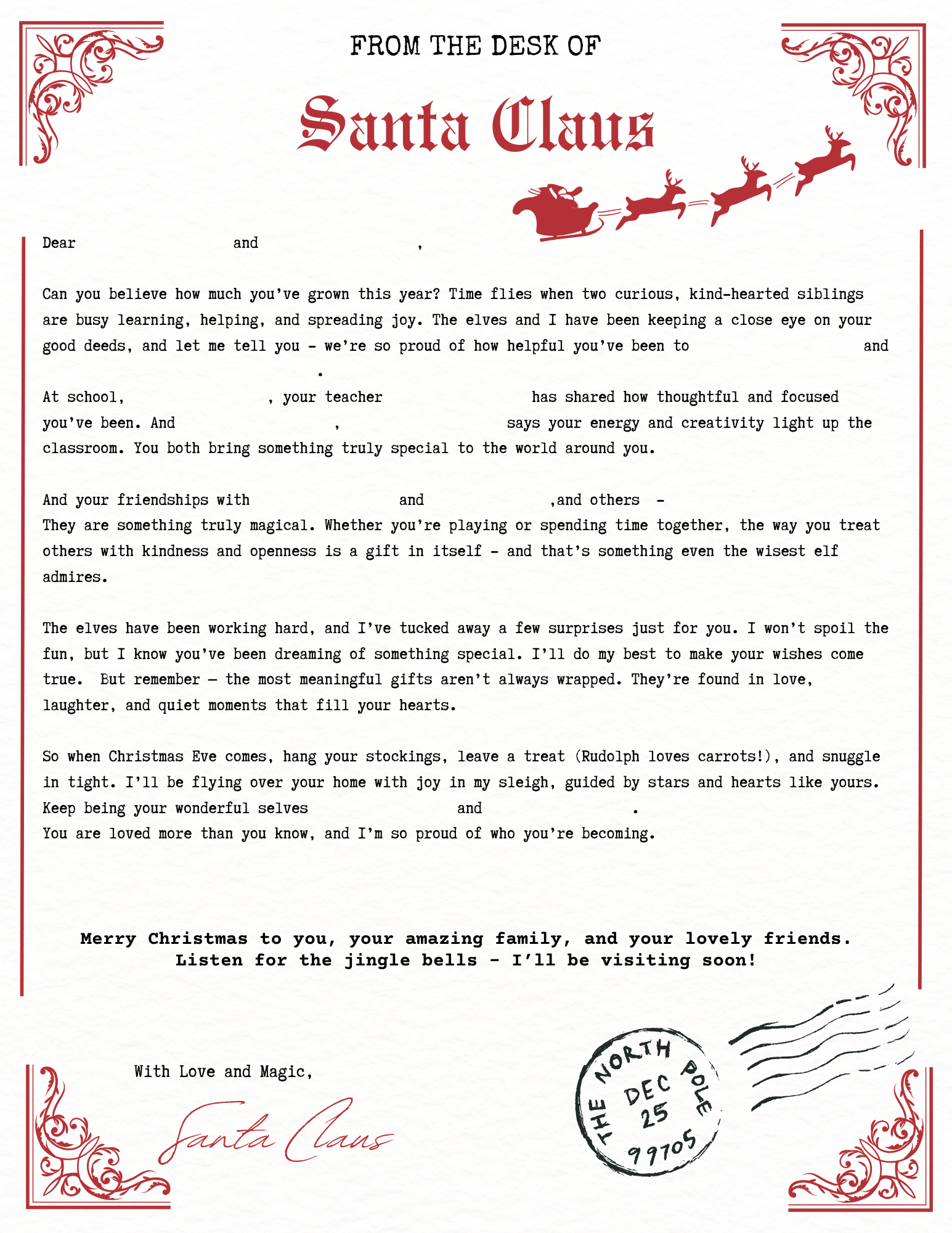 Santa’s Magical Letter Package - For 2 Very Special Children